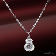 Sterling Silver Necklace for Women, Silver Snowflake Chain with "Fu" Character, Money Bag Pendant, F