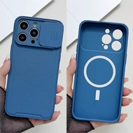 Fashion Simple Slide Lens Protection Magnetic Charging Phone Case For IPhone 16 Pro Max 11 15 Plus 1