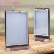 MXMUSTY Menu Card Holder, Loose leaf Label Holder Ads Display Stand, A4/A5/A6 Wooden Holder Multi pa