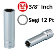 MATA KTC Deep Socket Wrench 3/ 8" Inch Segi 12pt 6mm - 24mm No. B3L-055W~24W Hexagonal Length 9.5 Sq
