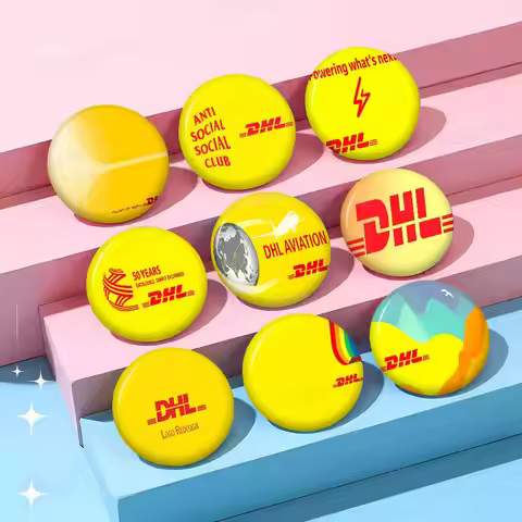 Fashion Logo D-DHL 32/44/58mm Handmade Pin Round Funny Snap-in Brooches For Backpack Cothes Accessor