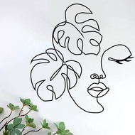Metal Wall Art Woman Face Metal Art Minimalist Abstract Girl Face Line Art Wall for Home Living Room Metal Wall Art for Home Woman Face Metal Art for Living Room