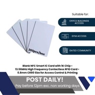 Blank NFC Smart IC Card with 1K Chip • 13.56MHz High Frequency Contactless RFID Card • 0.8mm CR80 Si
