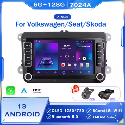 7"Android Auto Carplay Car Radio 2 Din for VW Golf 5/6/Passat B7 Multimedia Player FM GPS WiFi Wirel