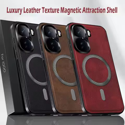 Luxury PU Leather Case For Vivo iQOO Neo10 Pro for Magsafe Magnetic Lens Protection Shockproof Cover