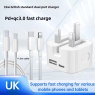 PD 35W Super Fast Charging A+C Smartphone Charger Adapter + 1.5M 5A Cable Compatible with Samsung Hu