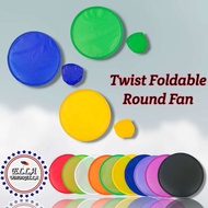 (ecshop) Plain round fan pamaypay with pouch twist fan handheld plain 100pcs