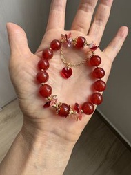 優質 紅瑪瑙 併奧地利水晶 DIY手串手鏈 10mm  Austrian Crystal and Red Agate DIY Beaded Bracelet,Bracelet,bracelets, E