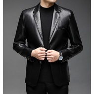 Jaket Kulit Tulen Autumn Haining untuk Lelaki Jaket Motosikal Baharu Jaket Sut Slim Fit Kulit Biri-b