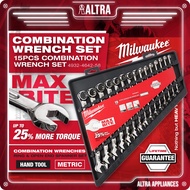 Milwaukee 4932-4642-58 MAX BITE 15pc Combination Spanner Set Metric / Combination Wrench Set