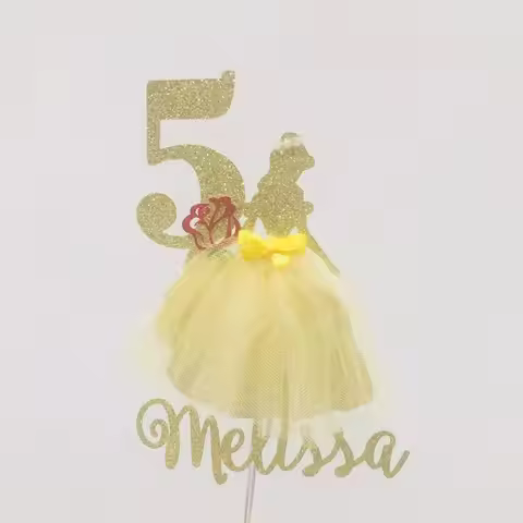 Princess Glitter Cake topper, beauty and beast cake topper, personalized cake topper, personalized c