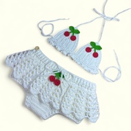 Wool Bikini for babies. cherry skirt Bikini