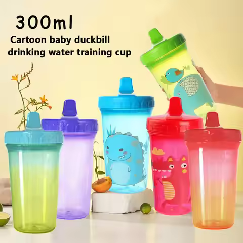300ml gradient color duckbill cup-large-capacity cartoon cup, leak-proof design, lightweight and dur