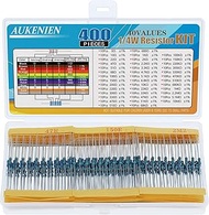 AUKENIEN 1/4W Resistor Assortment Kit 40 Values 400pcs 1/4 Watt Metal Film Fixed Resistors Variety P