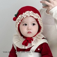 [5-24 Months] Baby Hat Winter Wool Hat Cute Festive Red Hat Baby Knitted Ear Protection Hat Keep War