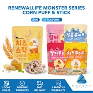 Renewallife Monster Series Corn Puff & Stick 25g – Baby Snack 12 Months+, Healthy & Tasty Treat