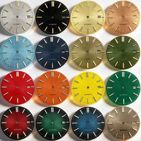 31.8mm No Logo Waffle Texture Dial Suitable For AP Royal Oak Seiko NH35/36/4R/6R/7S Automatic Moveme