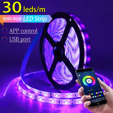 30leds/m Led Strip Lights 5V Usb Rgb5050 Bluetooth Control Adhesive Flexible Led Tape Ribbon For Gam