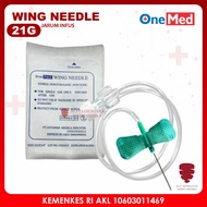 Needle Wing 21G Onemed Jarum Infus Infusion Set Kupu 21 G Sterile