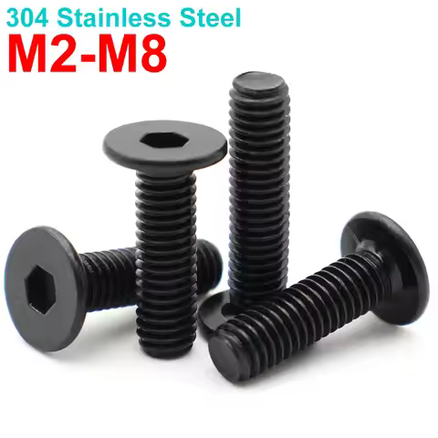 5/10/20pcs M2 M2.5 M3 M4 M5 M6 M8 Black 304 Stainless Steel CM Ultra-Thin Flat Head Hex Hexagon Sock