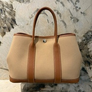 HERMES棕邊帆布GP30