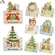 1Pc Christmas Bronzing Greeting Cards Santa Claus Snowman Gift Cards Xmas Reeting Cards New Year 2024 Party Decoration