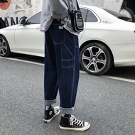 American Style Worn Looking Washed-out Cargo Jeans Men's Handsome Loose Korean Style Straight Trend Slim Fit Loose Tapered Pants