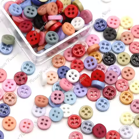 100pcs 4-Holes Mini Buttons for Dolls Clothes Plastic Buttons DIY Sewing Shoes Bags Craft Needlework