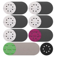 140Pcs 5 Inch Wet Dry Sanding Discs Hook and Loop Sandpaper 8 Holes Orbital Sandpaper for Orbital Sa