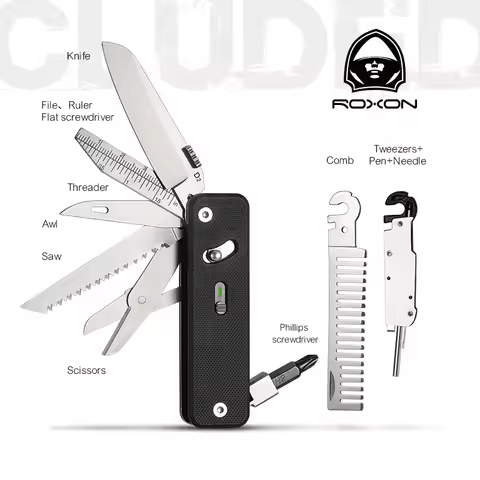 ROXON S503G Flex Companion Tool Modular Design and Customizable Pocket Tool, Preinstalled with 8 Ess