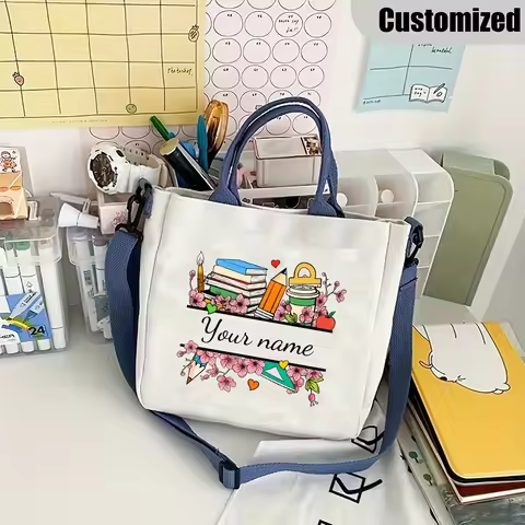 Custom Teacher‑Theme Crossbody Shoulder Bag Name/Text Versatile for Shopping Travel Beach Teacher Co