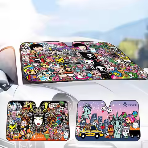Popular Fashion Logo T-Tokidoki Windshield Car Sunshade Funny Animal Windshield Sun Shade Window Car