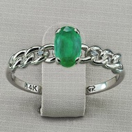 14k gold ring with emerald and diamonds.