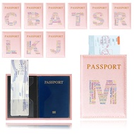 Passport Cover Pink Holder Waterproof Travel Case Print Text Letter Set Flight Ticket