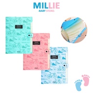 MILLIE Deli Beg Dokumen 8 Pocket Expanding File Folder Waterproof PP A4 Student File Organizer Butto