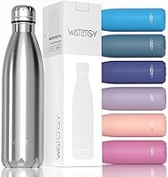 WATERSY Stainless Steel Insulated Water Bottle, Double Walled Metal Vacuum Flask Keep 24 Hrs Cold & 
