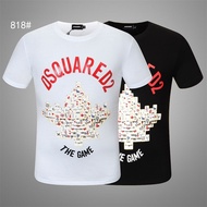 Dsquared2 Creative Maple Leaf Letter Printed Couple Round Neck Short sleeved T-shirt 100% Premium Co