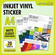 ITech Brand Vinyl Sticker Matte / Glossy / Transparent 20Sheets A4 Waterproof Sticker Waterproof