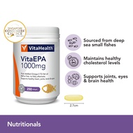 VitaHealth Odourless Fish oil EPA 250s -1000mg Omega-3 DHA, Joints, Heart, Eyes, Brain, Halal