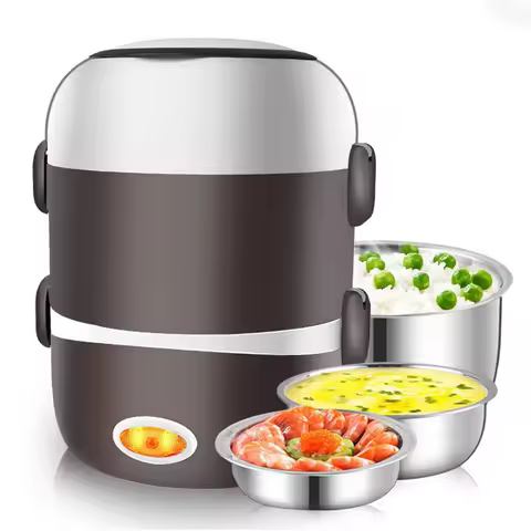Electric Lunch Box Three Layers Stainless Steel Heating Rice Office Worker Plug In Electric Heating 