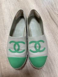 Chanel 雙色 espadrilles 女鞋 40