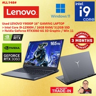 #LL148 USED LENOVO LEGION Gaming Laptop Y9000P intel i9-12900H 16GB 512GB SSD NVIDIA RTX3060 RTX 306