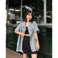 [AK7189] Jacket LIGHT BLUE JEANS WIDE SLEEVES metwo.dearu - Korean ulzzang thick DENIM OVERSIZE DENI