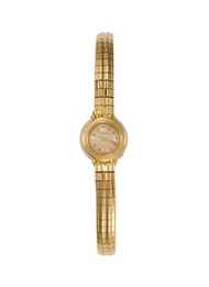 LANE CRAWFORD VINTAGE COLLECTION OMEGA SILVER DIAL 18K GOLD CASE LADY WRIST WATCH