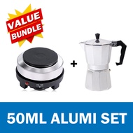 BREWISH MALAYSIA [VALUE BUNDLE] Rust-Proof Moka Espresso Maker Electric Stove Adjustable Heat Coffee