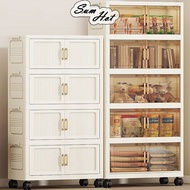 L50-95cm 2 Doors Multipurpose Foldable Stackable Storage Cabinet Box With Rollers