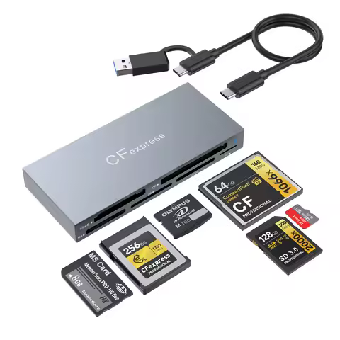 CFexpress Card Reader 10Gbps Memory Stick Pro Duo Adapter 6 Cards Simultaneously Read USB 3.0 USB C 