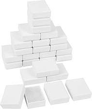 Belle Vous White Kraft Cardboard Gift Boxes (25 Pack) - L5.7 x W4.5 x H2.1 cm - Cotton Filled Jewell