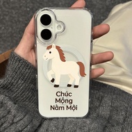 White horse funny news for iPhone 16 case iPhone 15 Ma Nien 14 Acrylic 13 new model
