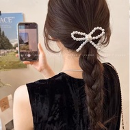 6.5cm Pearl Ribbon Hairclip / Poppy Ribbon Hairclip